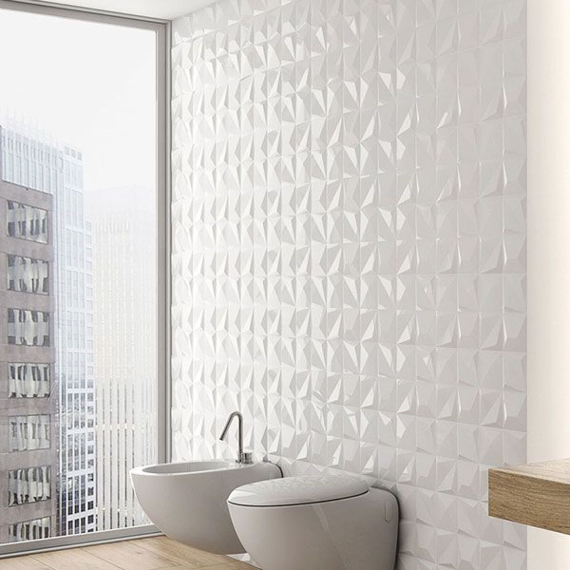 NEW 7.2 Square Meters of 3D White Star Effect Wall and Floor Tiles. 300x600mm per tile. 8mm T...