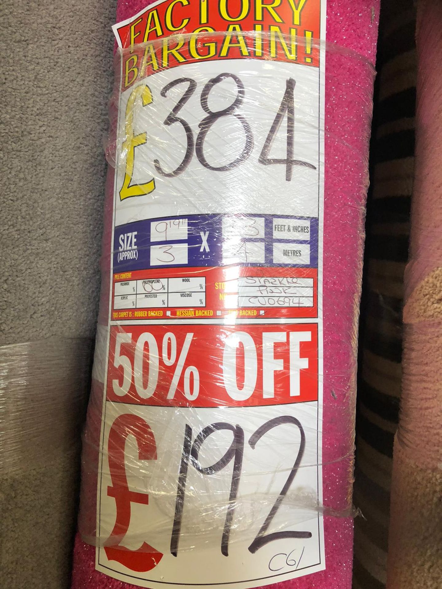 Sparkle Pink Twist 4M X 3M (13Ft X 9Ft 9In ) Polypropylene Code C61 - Image 2 of 2