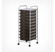 (MY88) 10 Drawer Trolley - Black 10-drawer storage trolley (2kg approx. per drawer). Easily ...