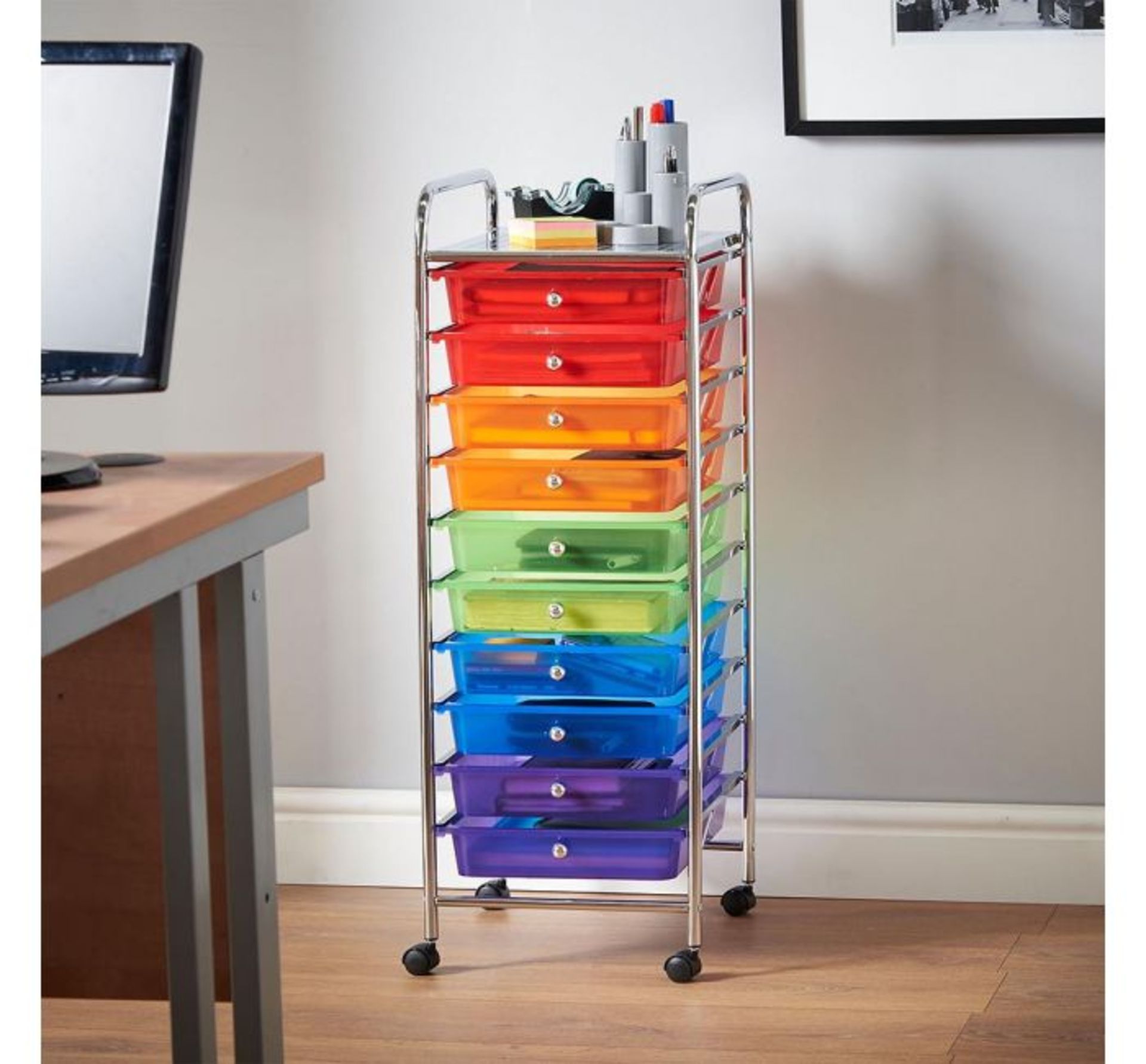 (TD145) 10 Drawer Trolley - Multi Colour Great for homes, offices, beauty salons and more! Ea...
