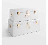 (MY64) Large White Storage Trunks - Set of 2 The matte white exterior gives these trunks an ele...