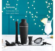 (OM115) 9pc Matte Black Parisian Cocktail Set Beautifully designed 500ml cocktail shaker – p...