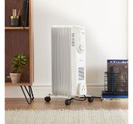 (HZ94) 7 Fin 1500W Oil Filled Radiator - White Equipped with 3 heat settings (600W/900W/1500W)...