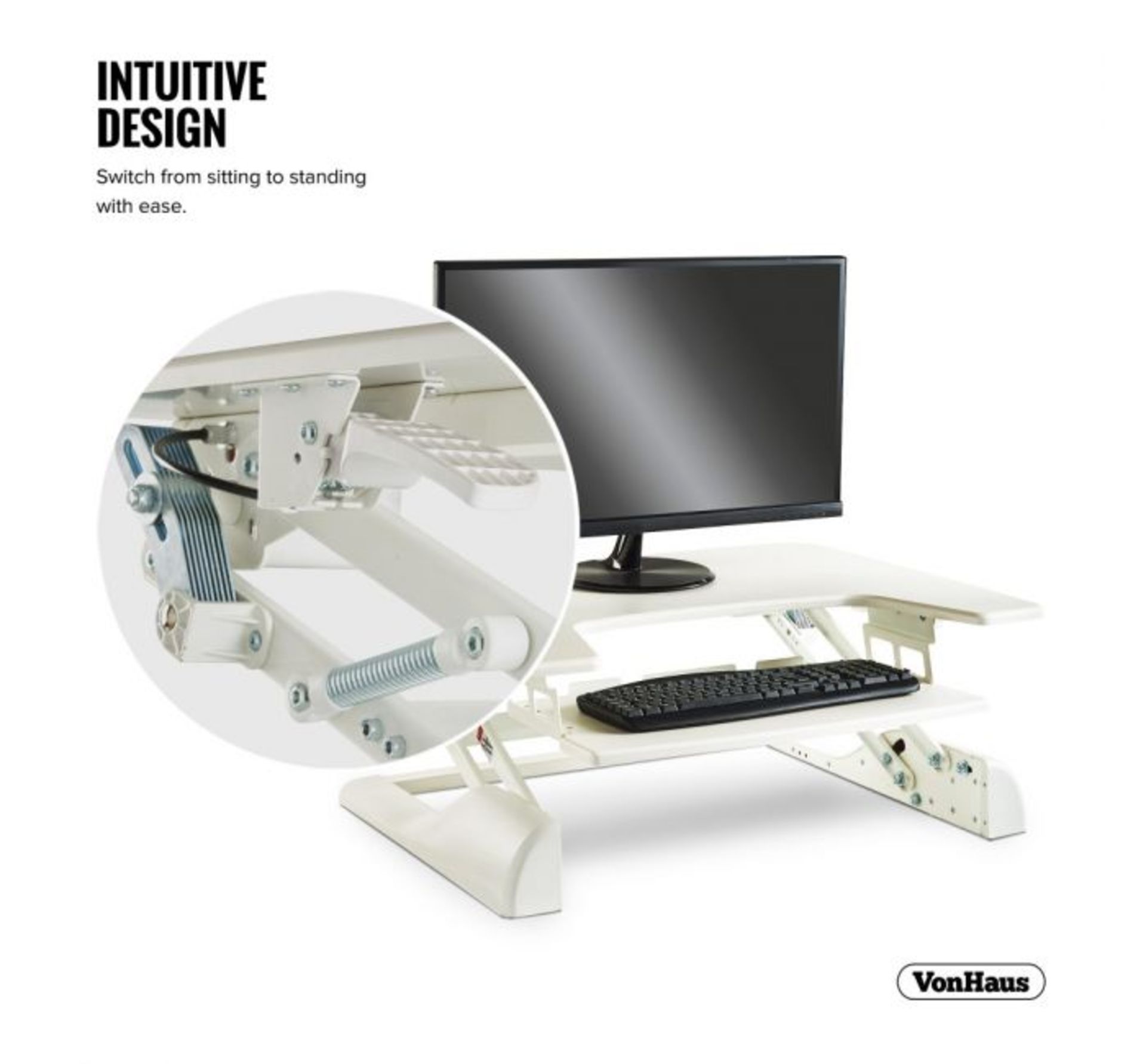(AP76) White Sitting & Standing Desk Ergonomic tiered sit to stand workstation - allows you to... - Image 4 of 4