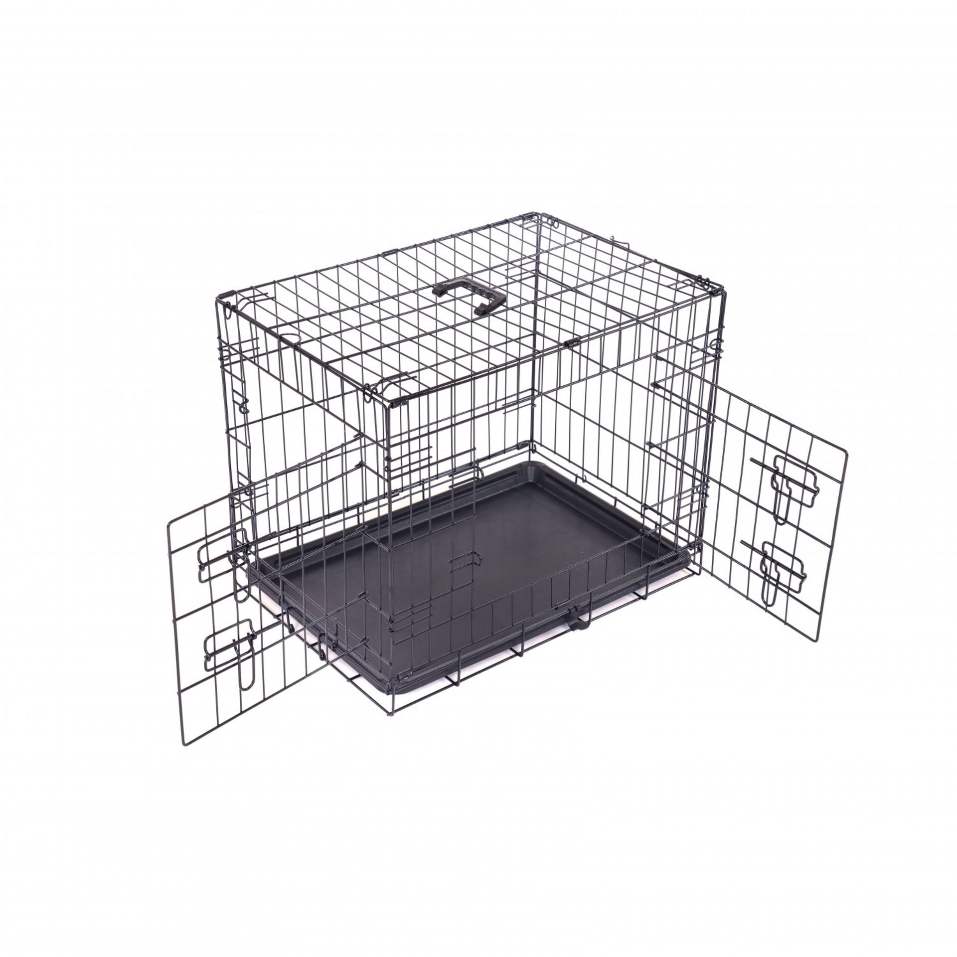 (TD108) 24" Folding Metal Dog Cage Puppy Transport Crate Pet Carrier The folding metal dog... - Image 2 of 2