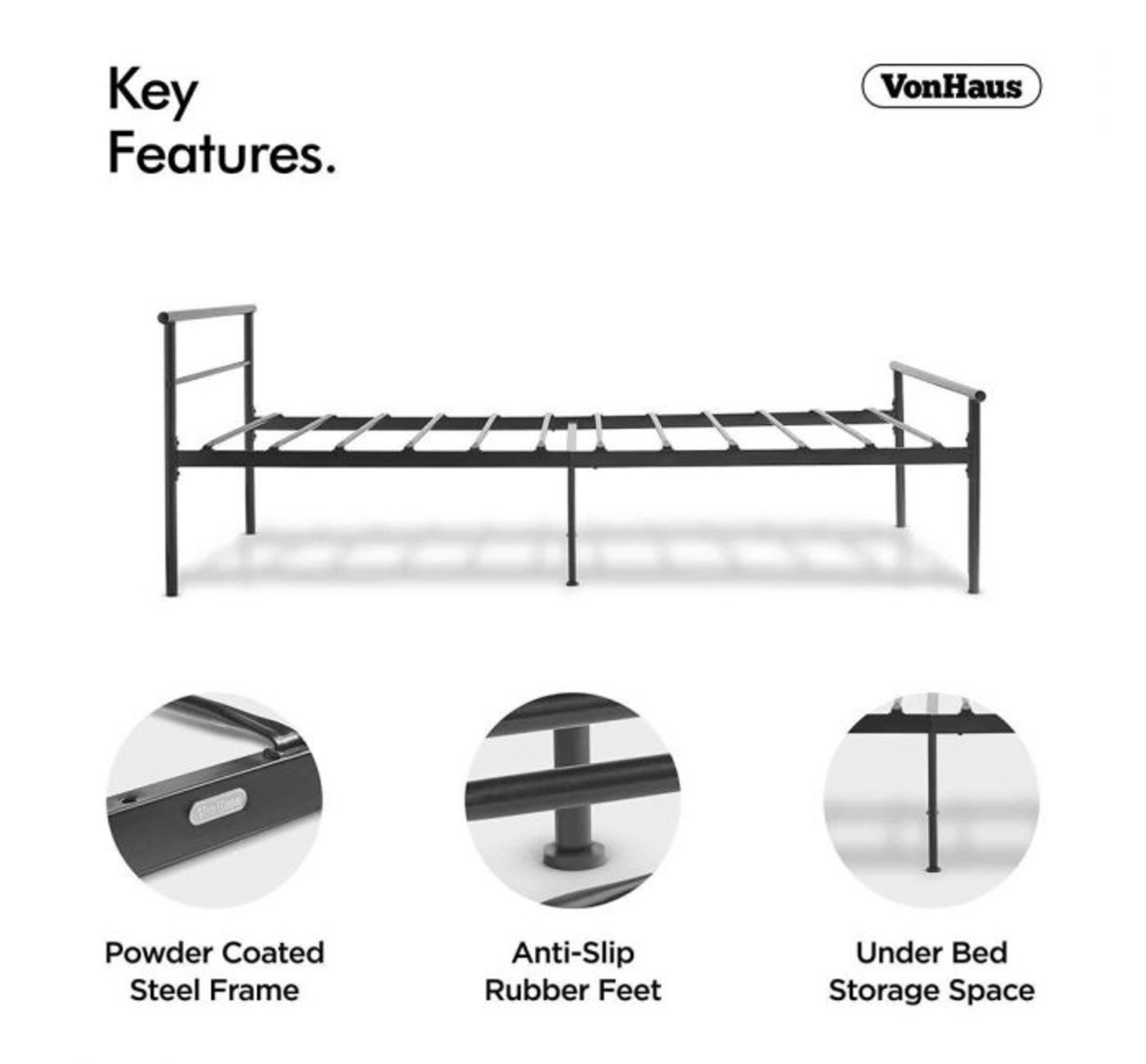 (MY74) Black Single Bed Made from durable powder coated metal tubing Features a sleek black m... - Image 3 of 3
