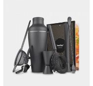 (OM50) 9pc Matte Black Parisian Cocktail Set Beautifully designed 500ml cocktail shaker – pr...