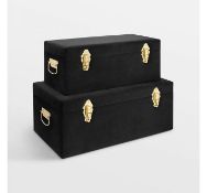 (MY79) Black Velvet Trunks - Set of 2 The black velvet exterior gives these trunks a glam fini...