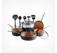 (MY82) 11 Piece Copper Cookware Set Fry, sauté, simmer and slow-cook with this 11-piece coppe...