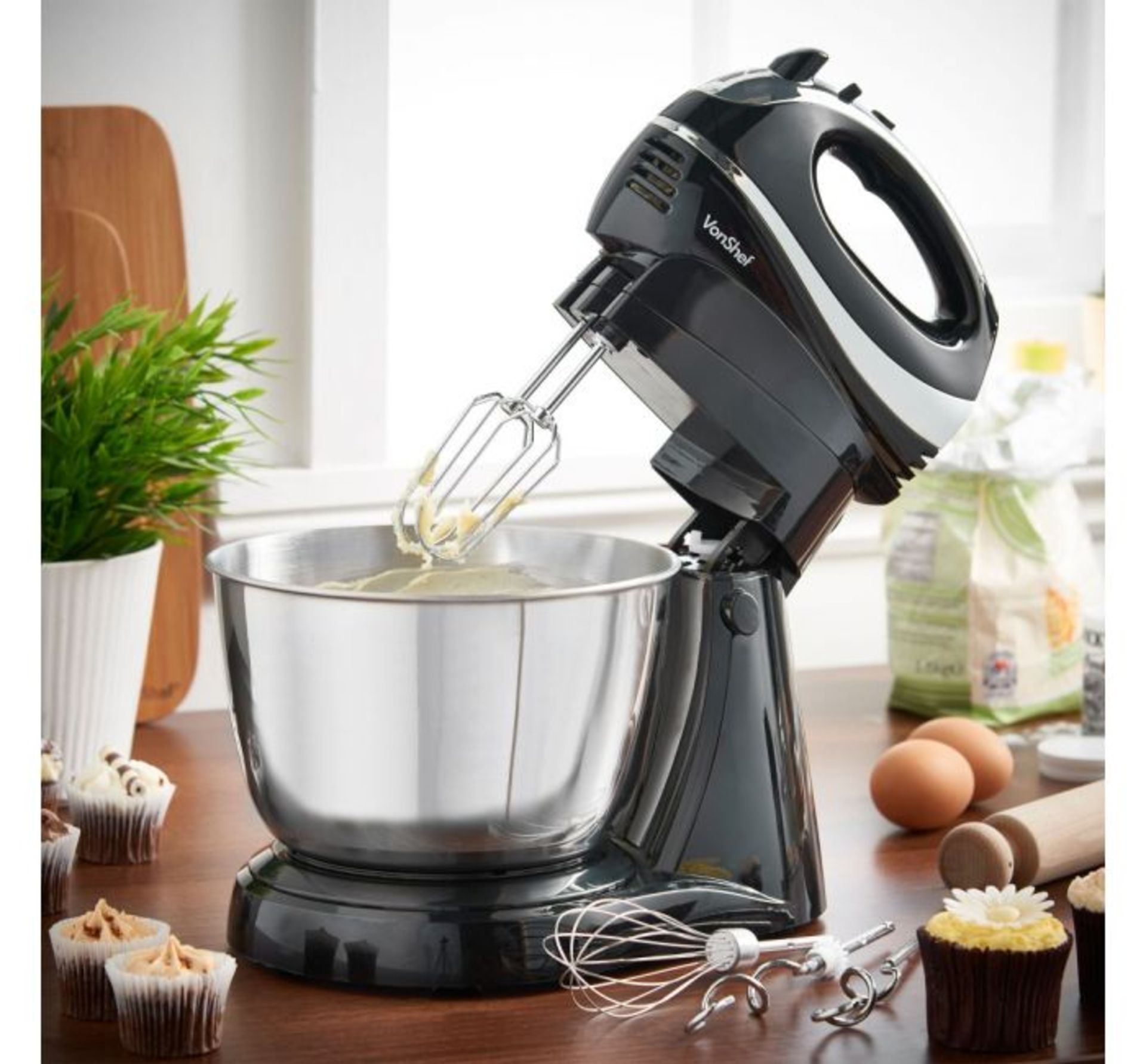 (MY10) Black Hand & Stand Mixer 2 in 1 stand mixer and hand mixer - compact, versatile and fun...
