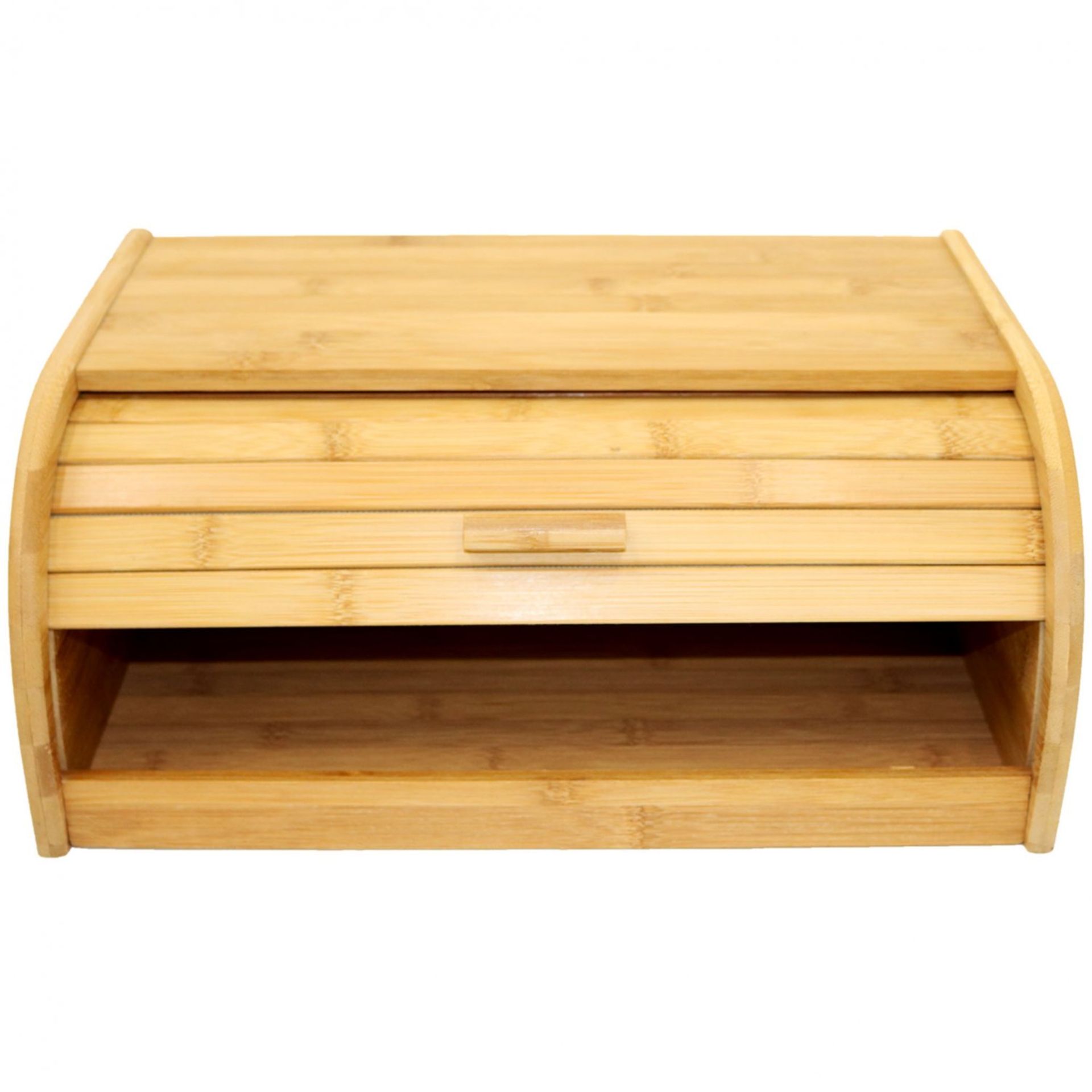 (TD97) Single Layer Roll Top Bamboo Wooden Bread Bin Kitchen Storage The wooden bread bin ... - Image 2 of 2