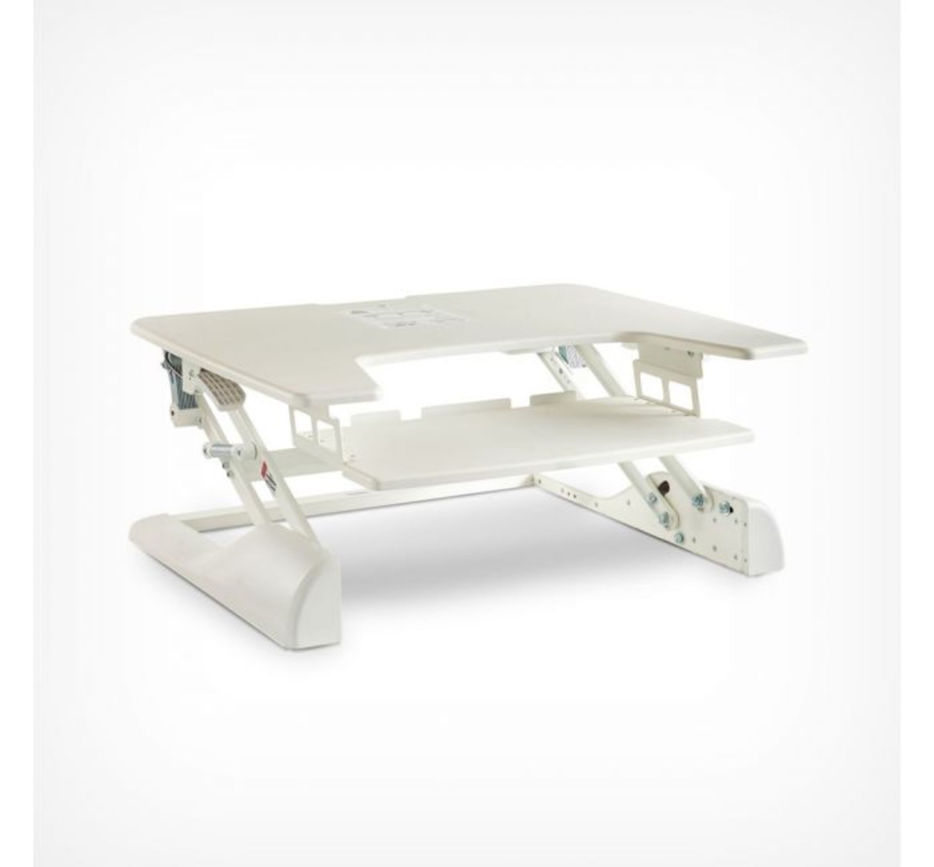 (AP76) White Sitting & Standing Desk Ergonomic tiered sit to stand workstation - allows you to... - Image 2 of 4