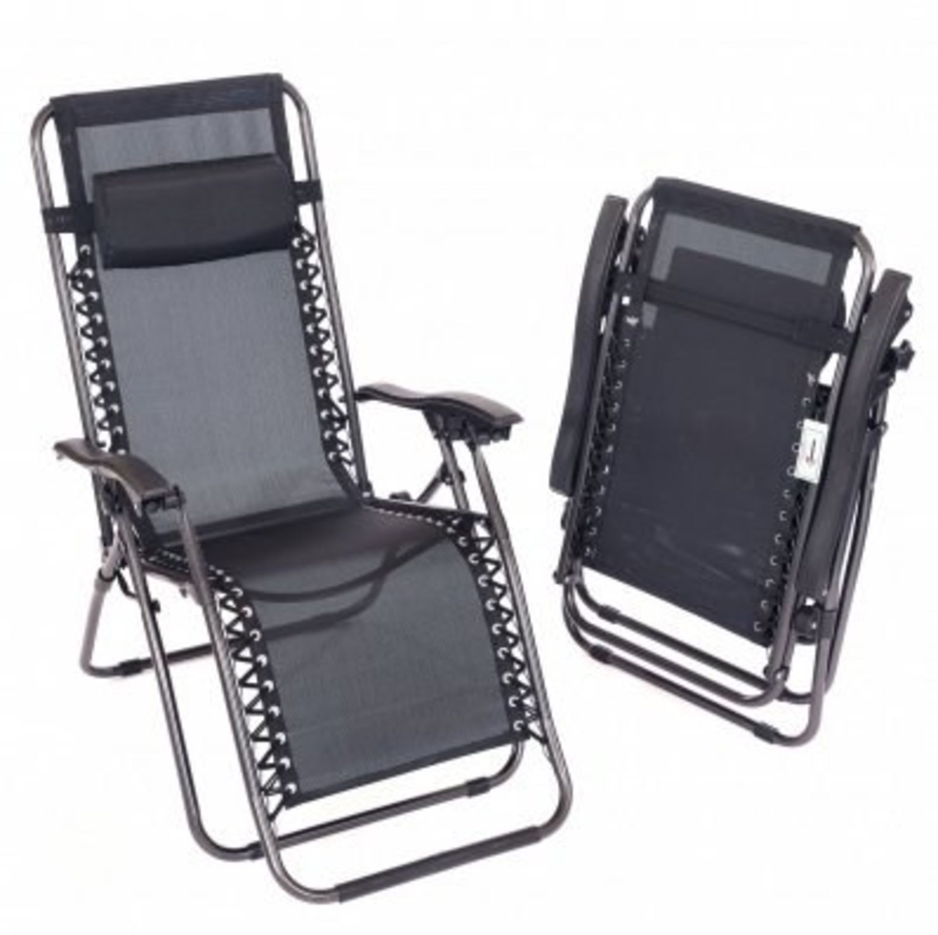 2 x BRAND NEW BOXED LUXE Folding Reclining Garden Deck Chair Sun Lounger Zero Gravity Experienc...