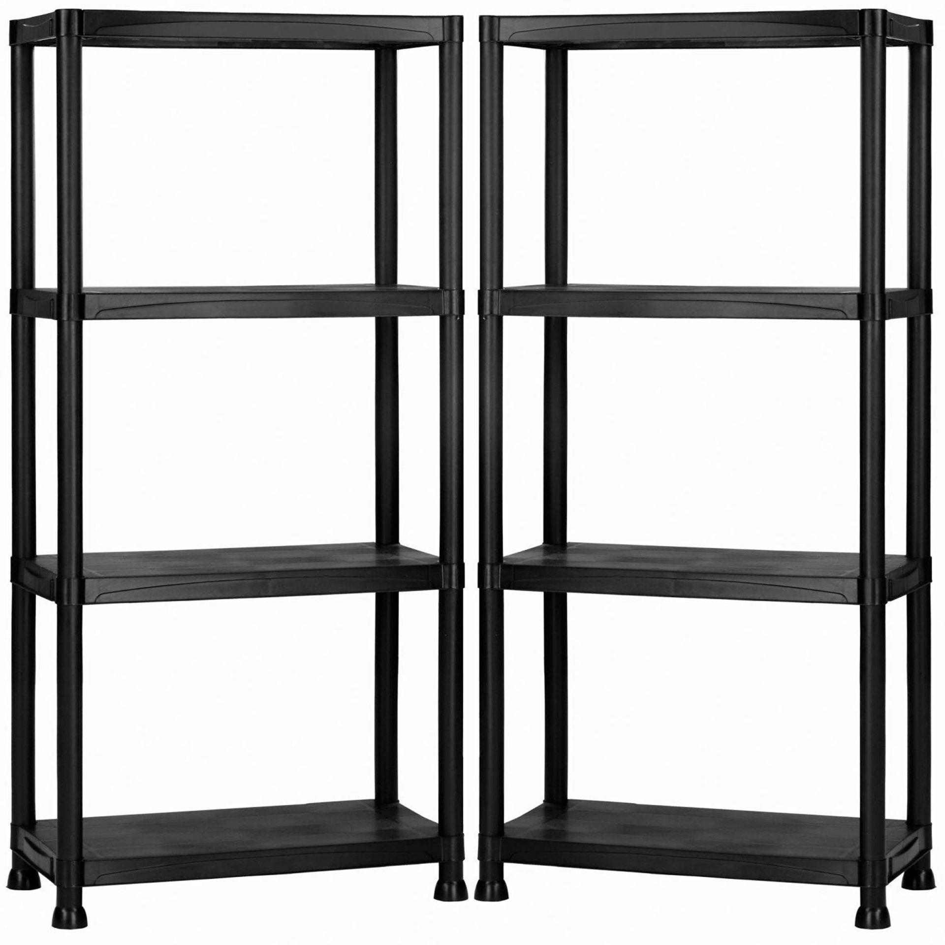 (PP557) 4 Tier Black Plastic Heavy Duty Shelving Racking Storage Unit The black plastic...