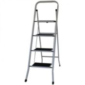 (EE533) Foldable 4 Step Ladder Stepladder Non Slip Tread Safety Steel Dimensions: 117.5(H) x 4...