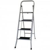 (RU278) Foldable 4 Step Ladder Stepladder Non Slip Tread Safety Steel The Foldable 4 Step La...