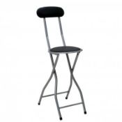 (PP39) Black Padded Folding High Chair Breakfast Kitchen Bar Stool Seat Perfect for sitting ...