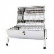 (EE492) Portable Stainless Steel Barrel BBQ Charcoal Barbecue Table Top The portable BBQ i...