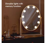 (PP65) Oval White Mirror Comes with 10 LED lights perfect for makeup application or taking sel...