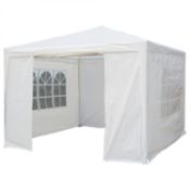 (EE531) 3m x 3m White Waterproof Garden Gazebo Marquee Awning Tent Zipped Door & 2 Removable W...