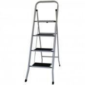 (PP51) Foldable 4 Step Ladder Stepladder Non Slip Tread Safety Steel The Foldable 4 Step Lad...