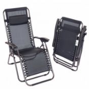 (PP554) 2x Folding Reclining Garden Deck Chair Sun Lounger Zero Gravity Experience the ...