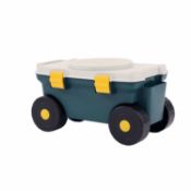 (EE518) Outdoor Garden Rolling Tool Cart Storage Box with Rotating Seat Dimensions: 50 x 30 x ...