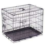 (SK183) 24" Folding Metal Dog Cage Puppy Transport Crate Pet Carrier The folding metal dog...