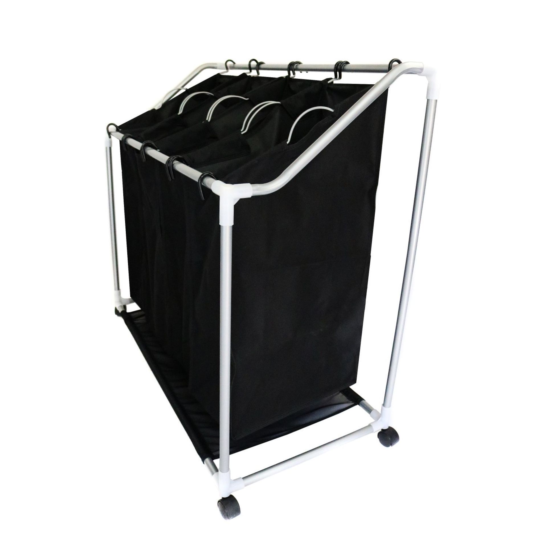 (PP93) 4 Bag Laundry Clothes Washing Sorter Cart Trolley Hamper Basket The laundry sorter is... - Image 2 of 2