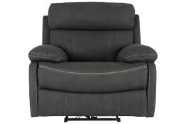 Brand New Boxed Arlo Electric Reclining Arm Chair In Dark Grey Fabric