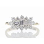 18ct Yellow Gold Boat Shape Diamond Cluster Ring 1.00 Carats