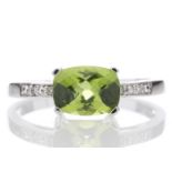 9ct White Gold Peridot Diamond Ring