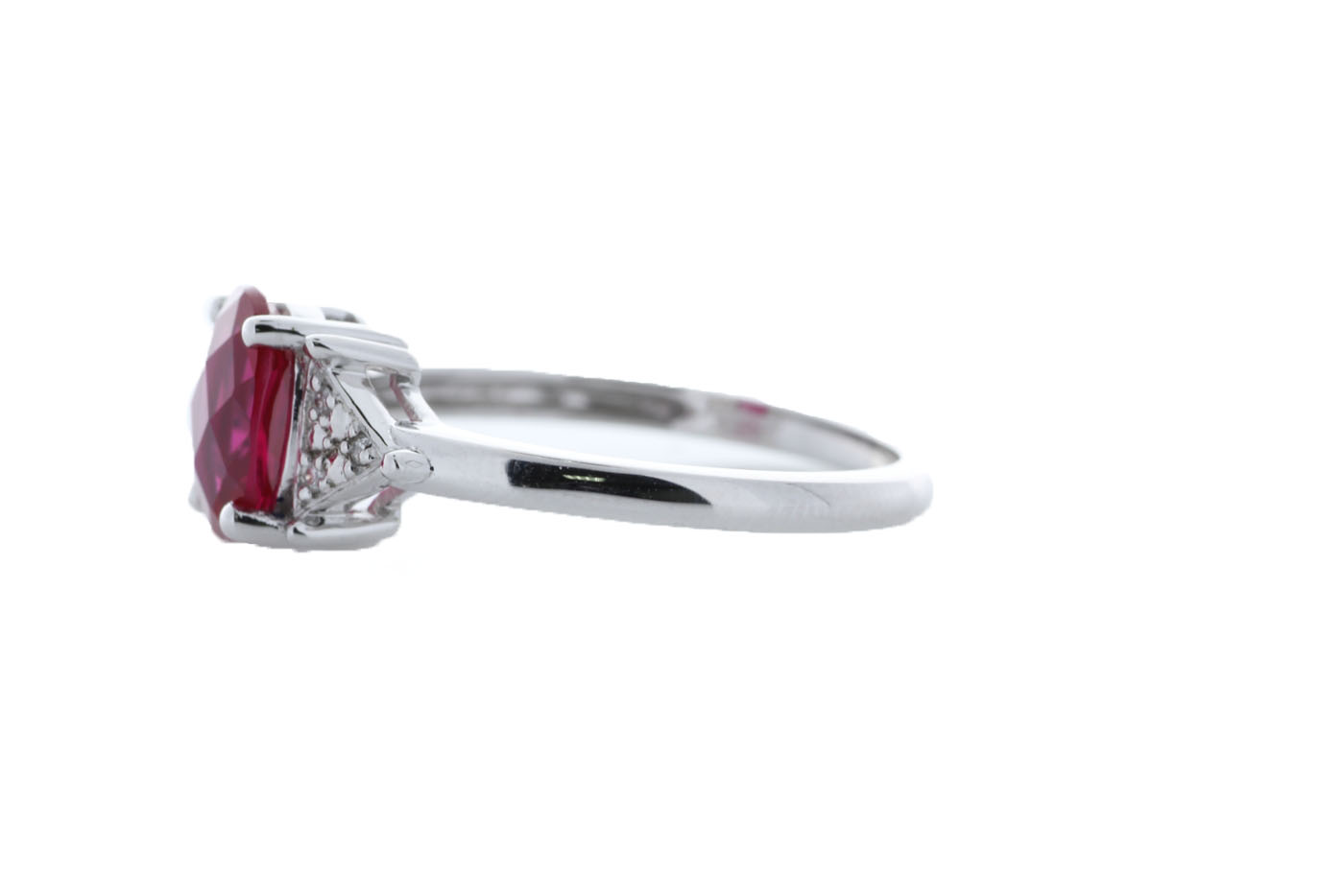 9ct White Gold Fancy Cluster Diamond And Created Ruby Ring - Image 2 of 5