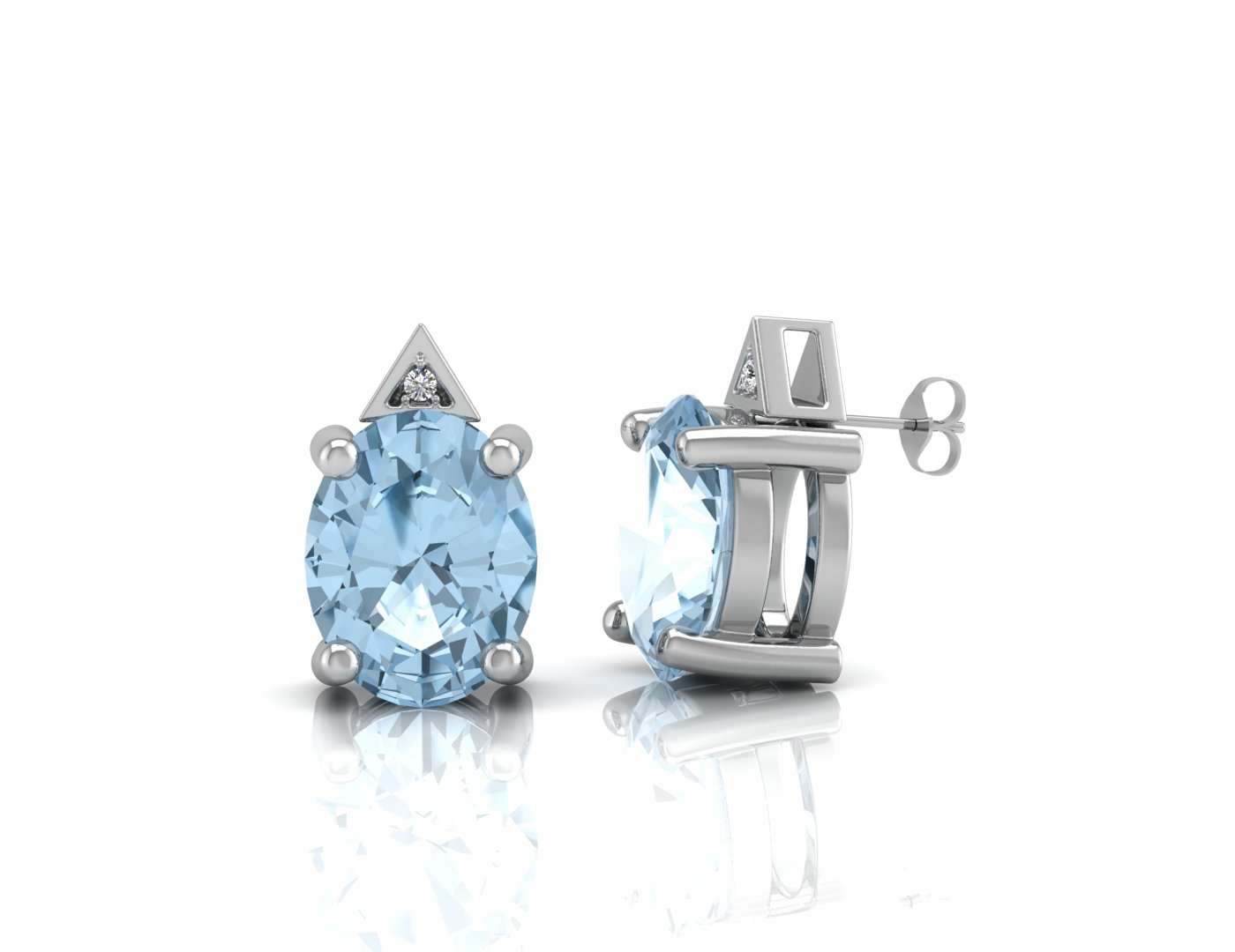 9ct White Gold Diamond And Blue Topaz Earrings