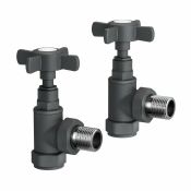 15mm Traditional Angled Heated Towel Rail Radiator Valves Standard Pair Anthracite. Manufactur...
