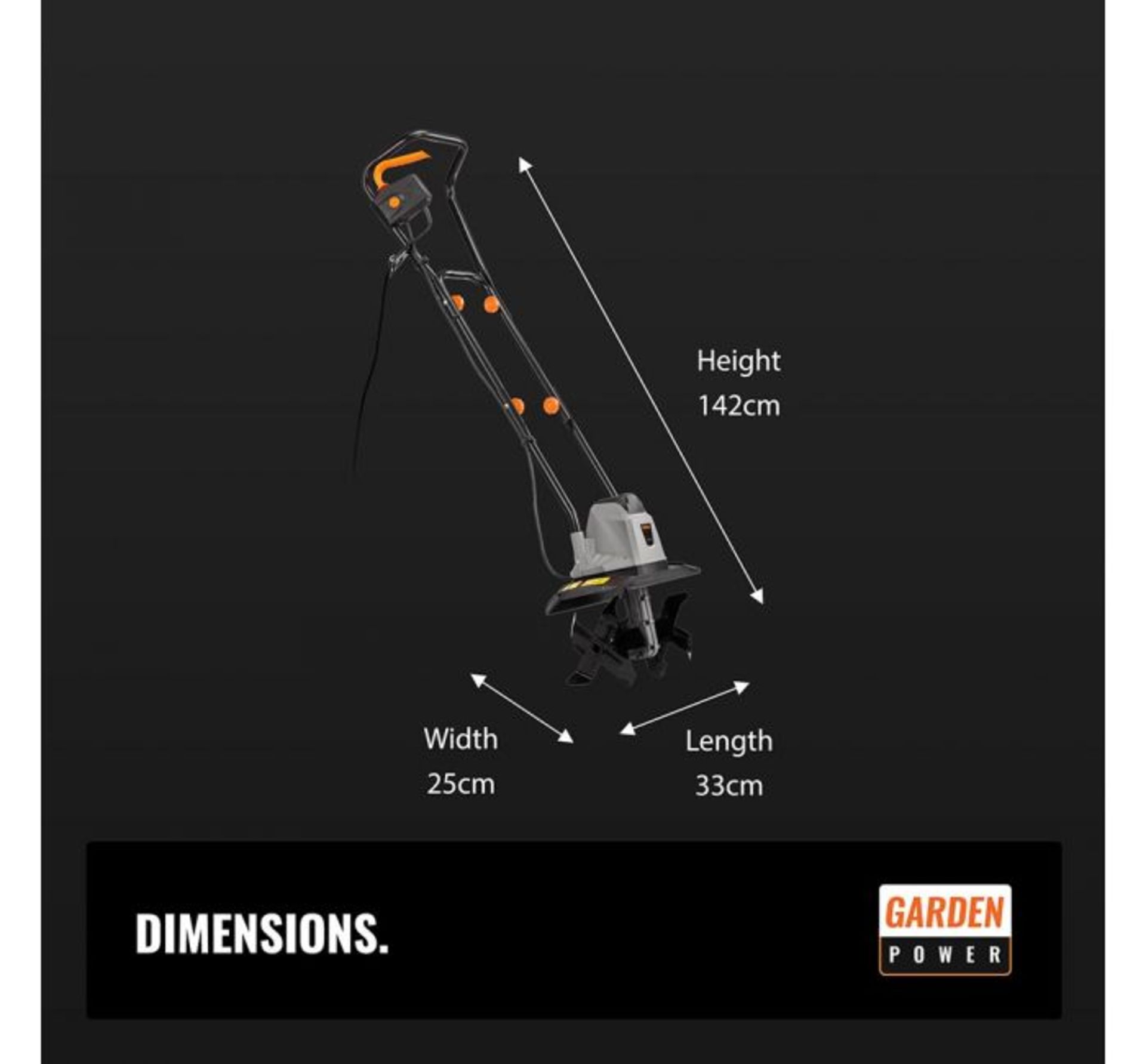 (DD99) Electronic 1050W Tiller Powerful 1050W motor and extra long 10m cable Capable of tilli... - Image 2 of 3