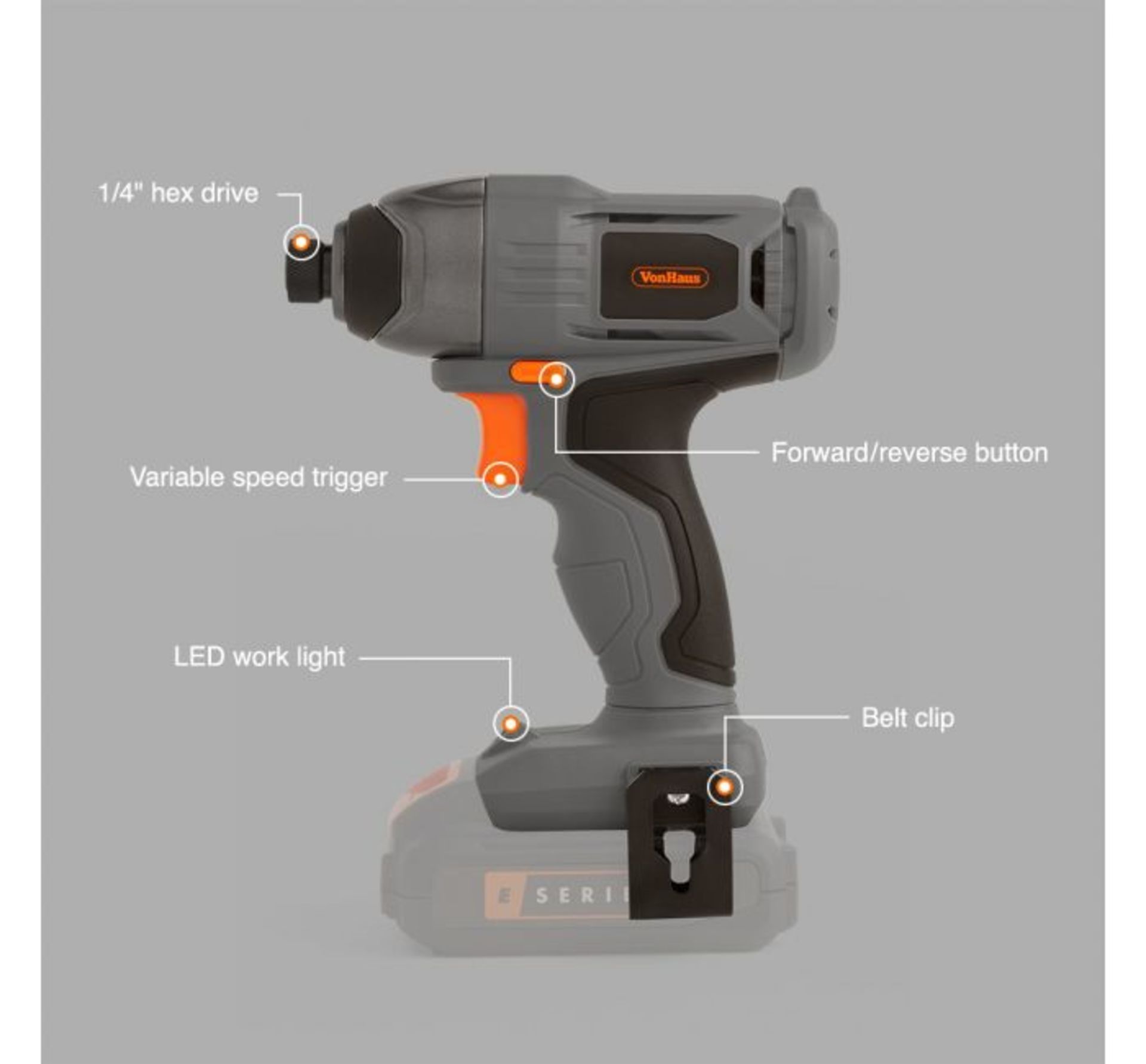 (GE5) E-Series 18V Cordless Impact Drill Driver Cordless tool delivers a rotational force for ... - Image 2 of 3