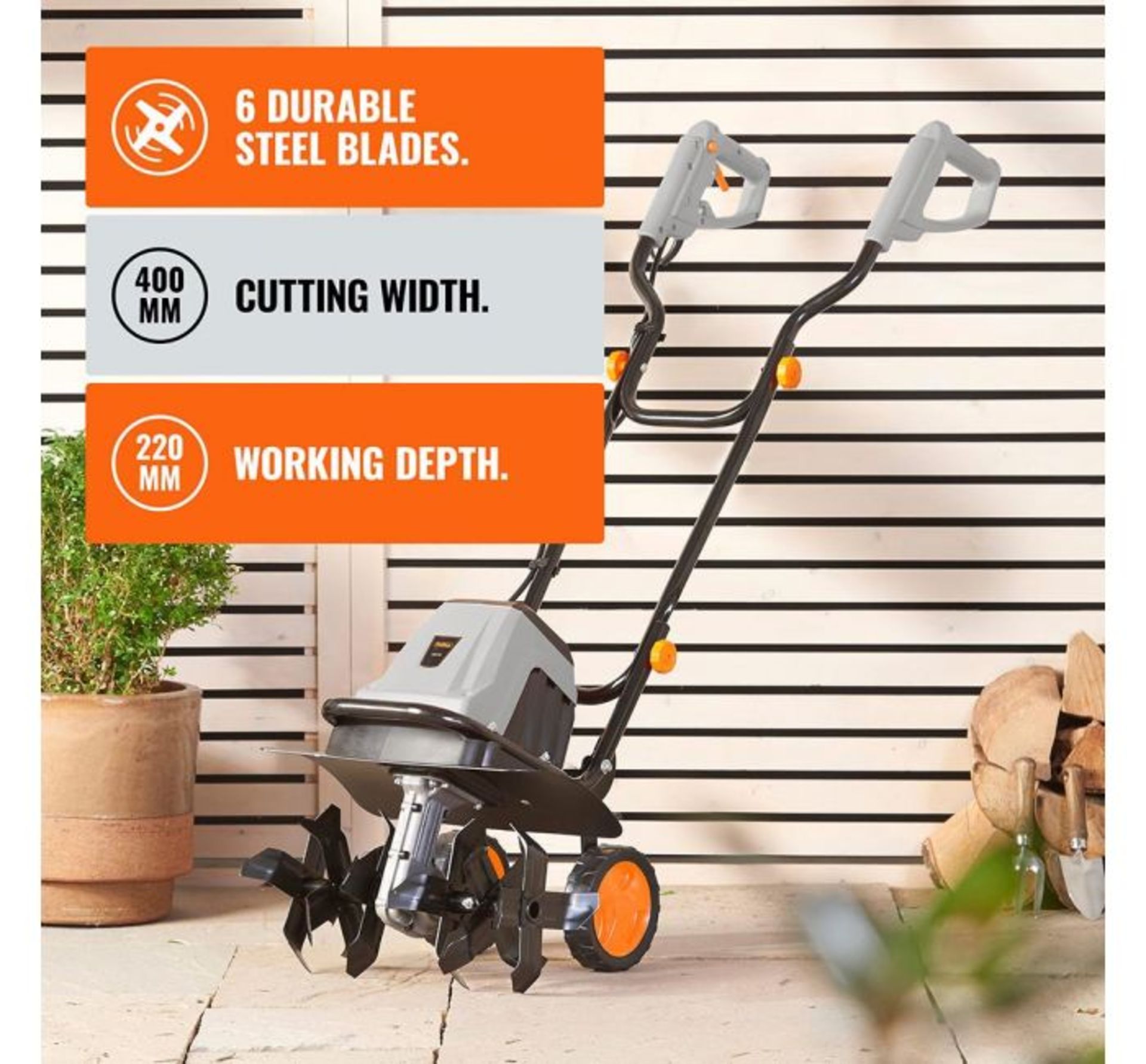 (DD49) 1400W Electronic Tiller The tiller benefits from a powerful