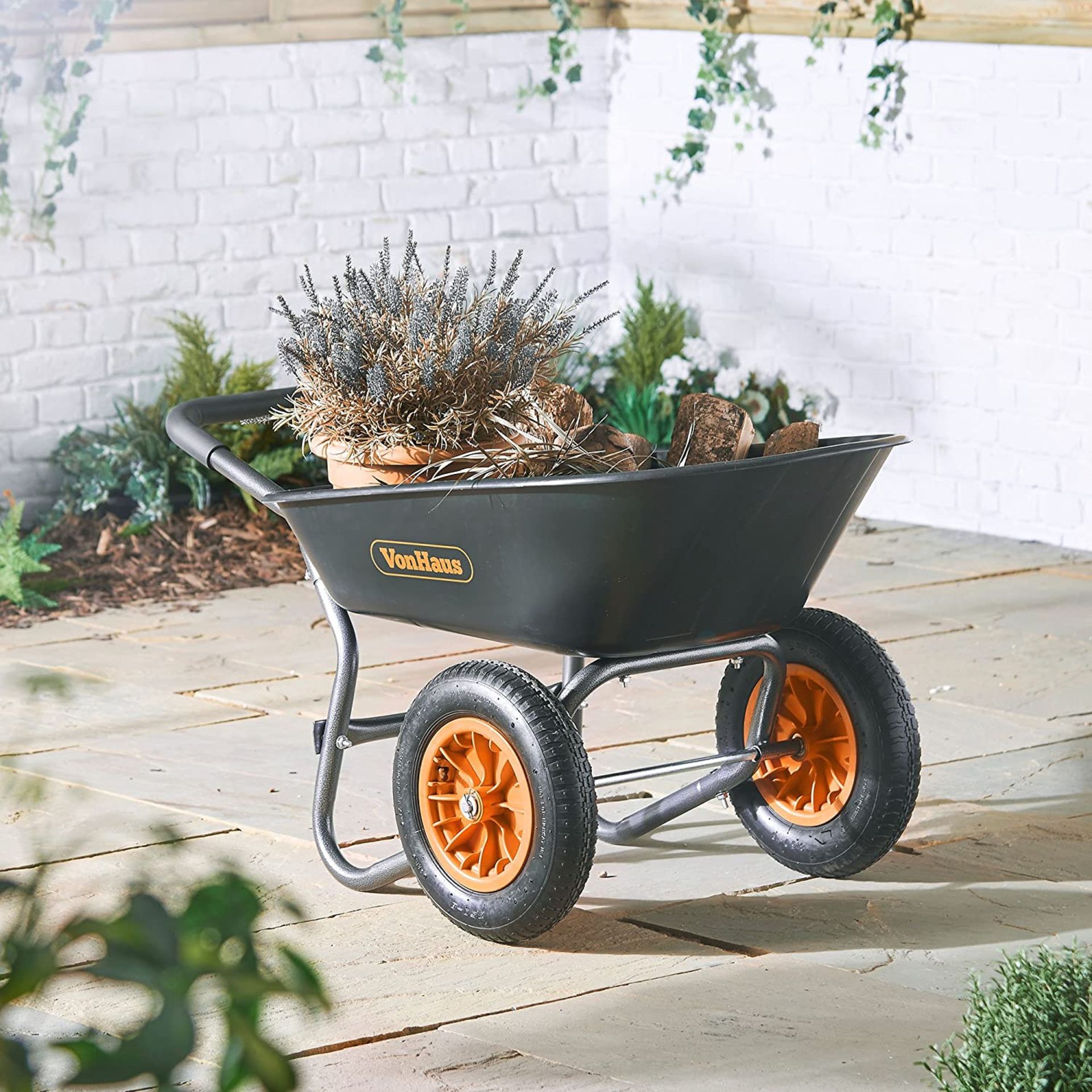 (DD1) 78L Wheelbarrow – Two Wheeled Pneumatic Tyre Heavy Duty Garden Tool/Waste Transportatio... - Image 2 of 3