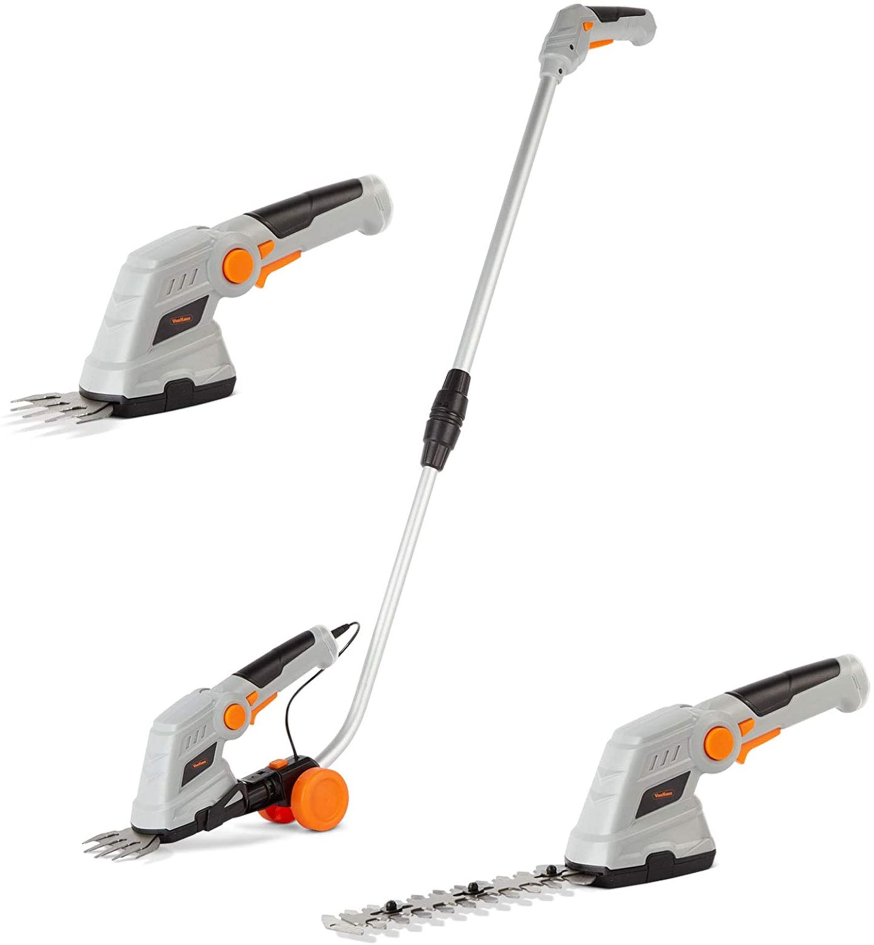 (DD11) 7.2V 2 in 1 Grass and Hedge Trimmer - Battery Powered Cordless, Interchangeable Blades, ...