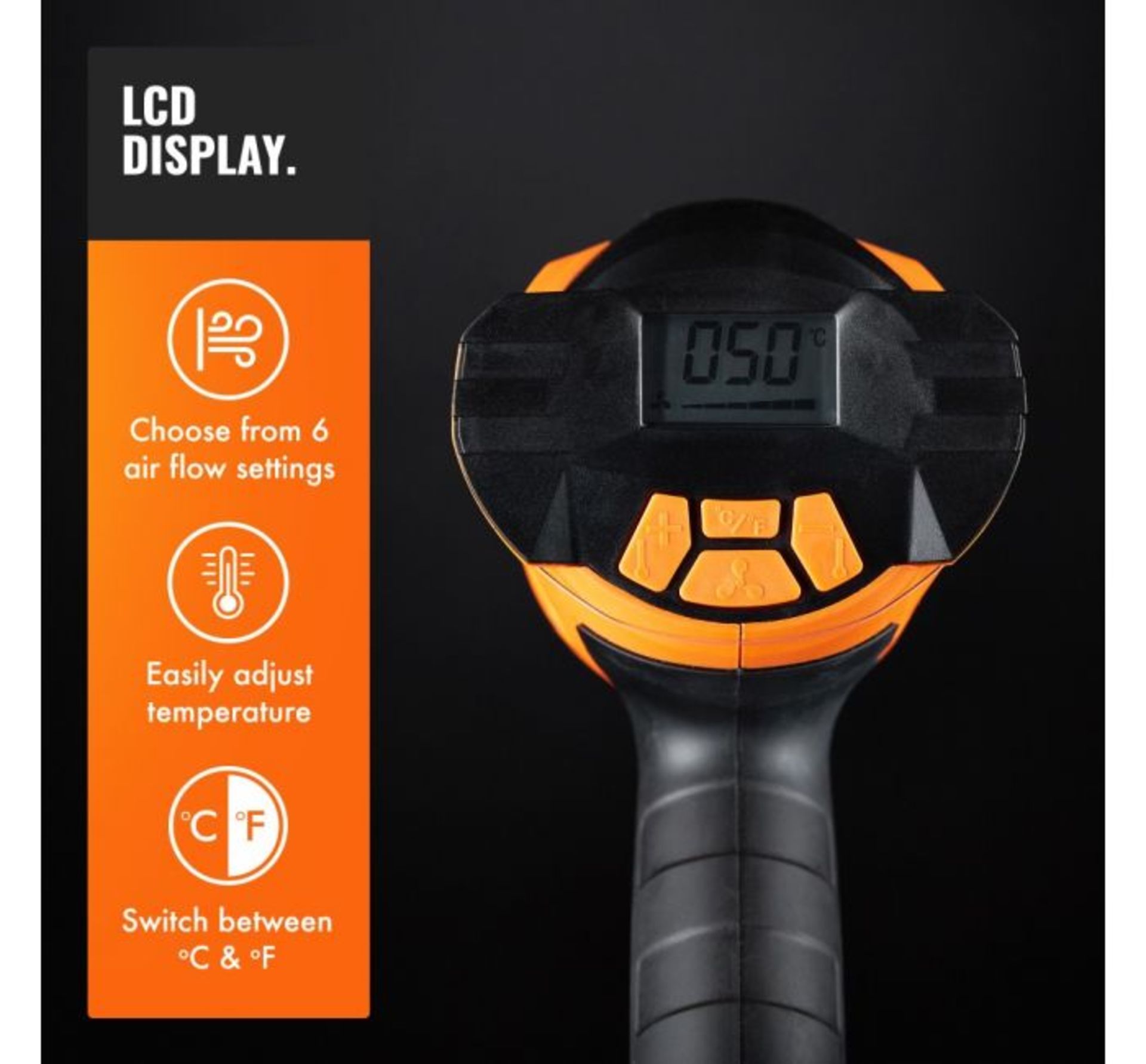 (DD98) 2000W Digital LCD Heat Gun 4 quick-change nozzles (reflector, concentrator, glass prote... - Image 3 of 3
