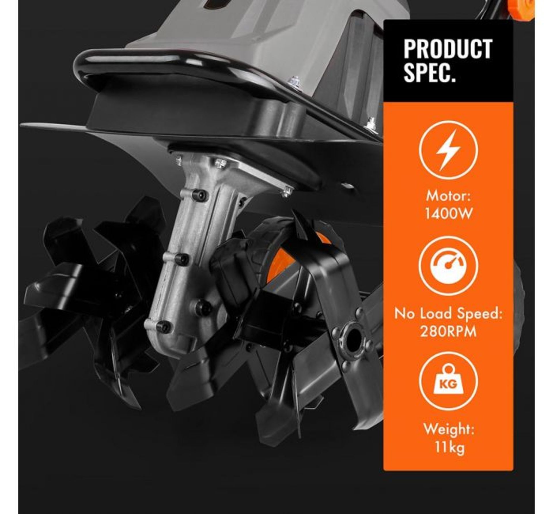 (DD49) 1400W Electronic Tiller The tiller benefits from a powerful