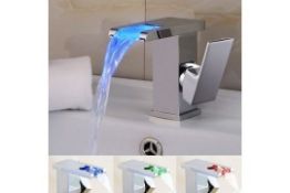 LOT TO CONTAIN 5 x LED Waterfall Bathroom Basin Mixer Tap. RRP £229.99 each.Easy to install an...