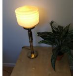 Large Solid Brass Art Deco Lamp and Shade.