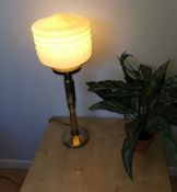 Large Solid Brass Art Deco Lamp and Shade.