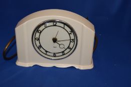 Art Deco ivory Bakelite mantle clock, Smiths Sectric