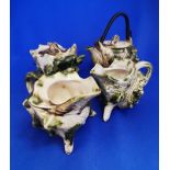 Vintage green & brown tea set service c 1950s Beautiful conch sea shell design.