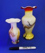 2 Vintage Mid Century Murano Cased Glass Vase Colourful End Of The Day Glass