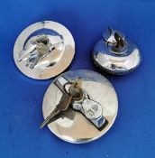 Three Classic Car Lockable Petrol Caps with Keys and Vintage AA Key