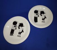 Pair Collectable Ceramic White Decorative Plate Fiep Westendorp Design